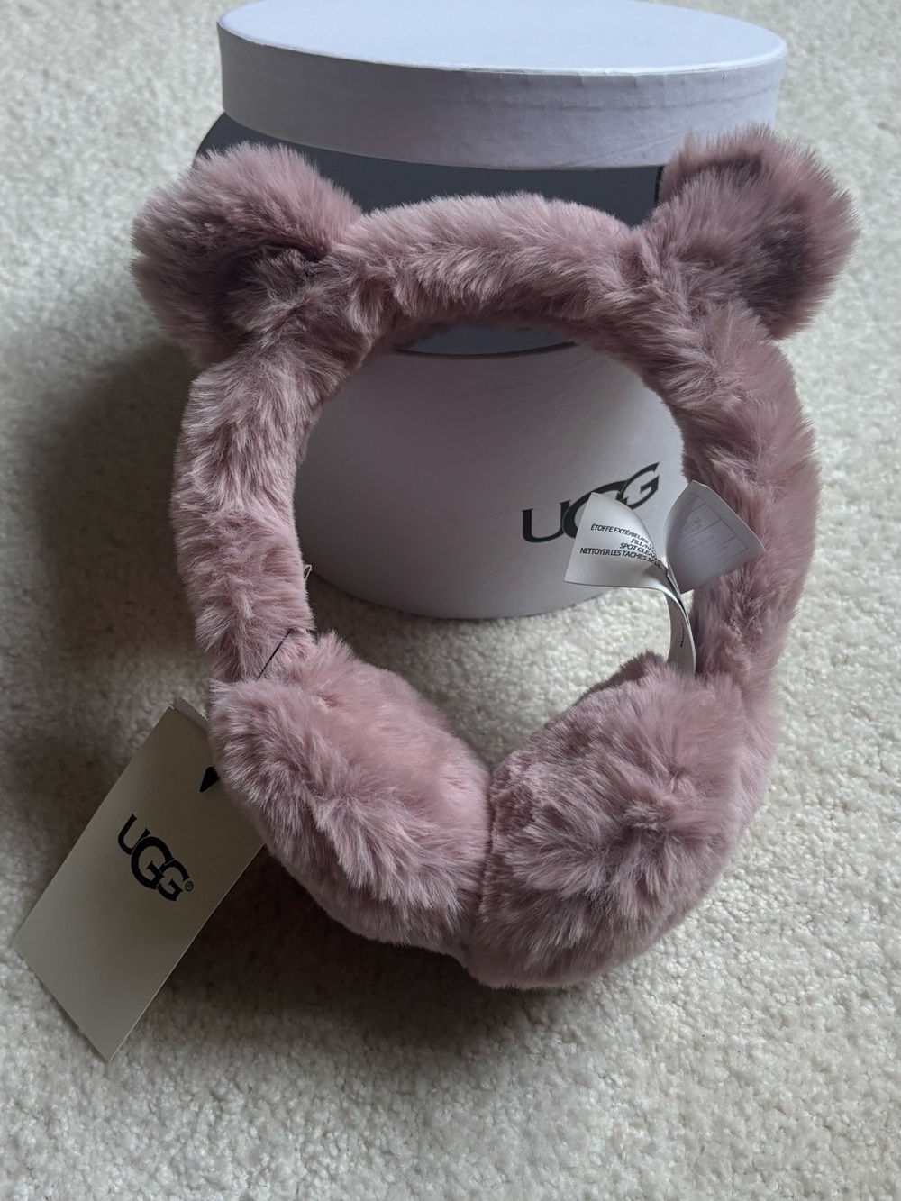 UGG Petal Pink Plush Ear Muffs with Bear Ears